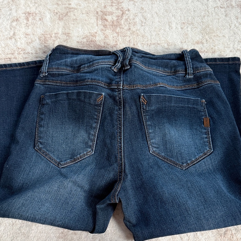 1822 Denim Dark Blue Straight Leg capris Jeans